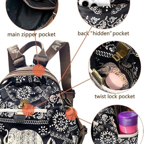 Nylon Backpack Purse Small Waterproof Shoulder Bag Casual Women